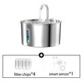 ZYFeeder 2,2L Fontaine à Eau Automatique en Acier Inoxydable Distributeur d'Eau pour Animaux de Compagnie Chien/Chat Silencieux avec Fenêtre