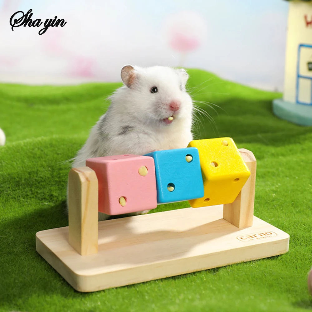 1PC Hamster Chew Toy Wood Platform Grinding Teeth Toys Exercise Intelligence Training Colorful Wooden Block for Small Animals
