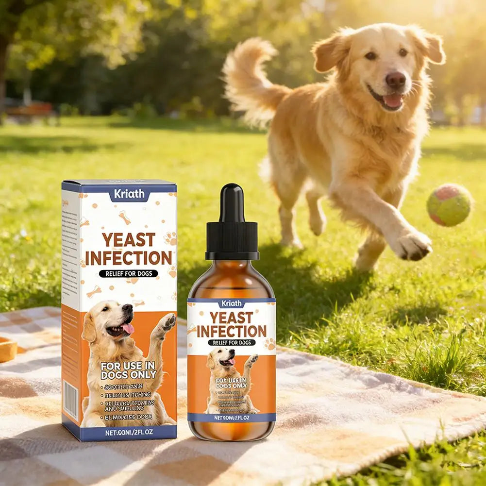 60ml Gouttes Naturelles à Base de Plantes pour les Infections à Levures chez les Chiens Complément pour la Peau et les Oreilles des Animaux Soulagement Doux des Démangeaisons et de l'Inconfort Sûr