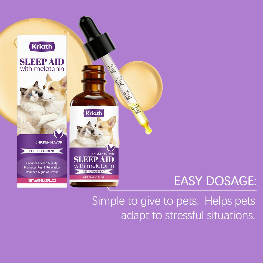 Gouttes de soin pour animaux de compagnie : chat, chien – Complément liquide nourrissant et relaxant – Améliore la qualité du sommeil, soulage le stress, soutien apaisant pour les animaux.
