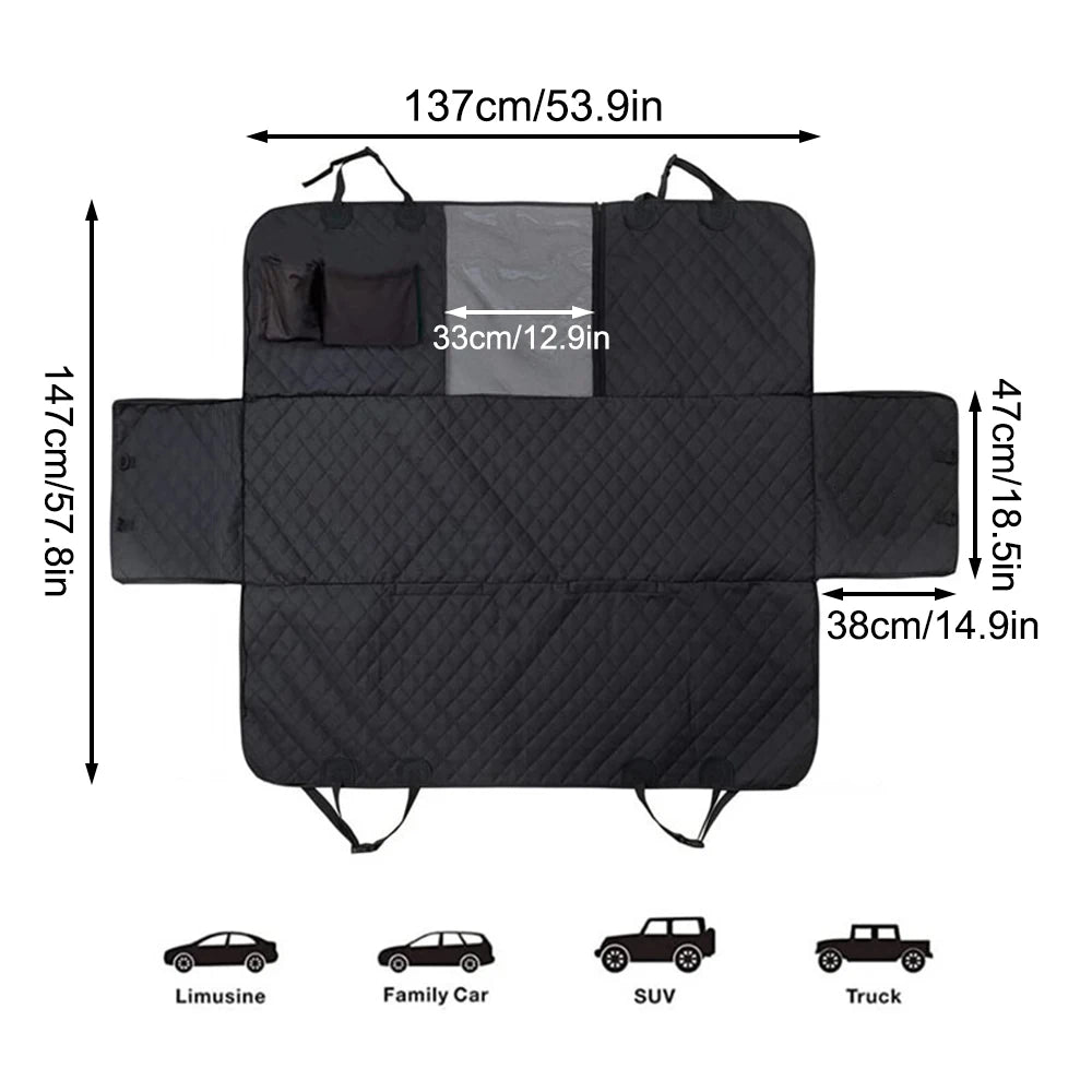 1PC Winter Dog Seat Cover for Back Seat, Waterproof with Mesh Window, Scratch Prevent Anti-slip Dog Car Hammock, Standard