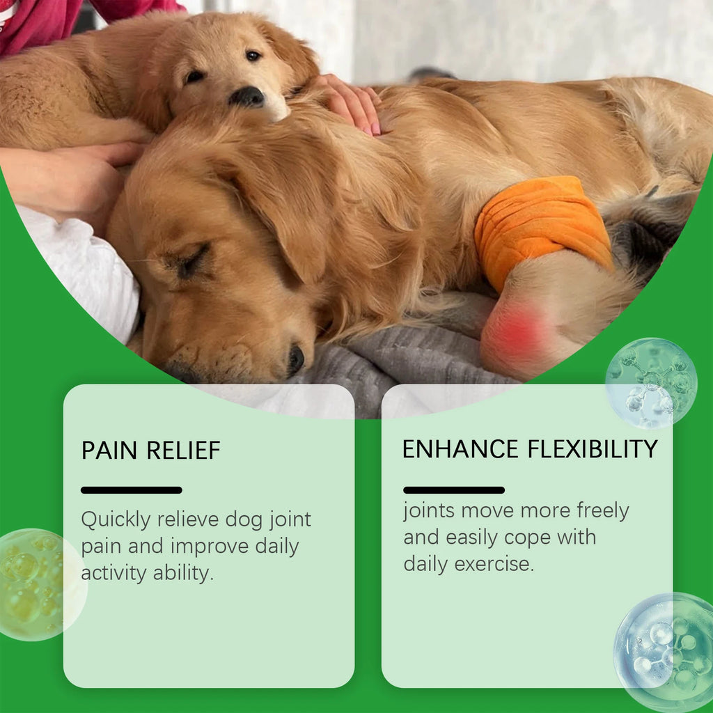 Comprimés pour les articulations du chien, favorisent la mobilité articulaire, stimulent la vitalité, maintiennent la santé du cartilage, soutien nutritionnel quotidien pour les chiens