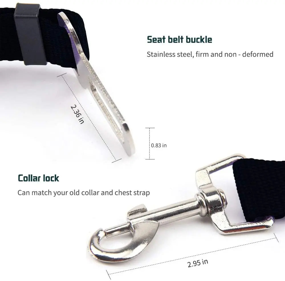 Ceinture de sécurité réglable pour chien et chat, attache de sécurité pour animal de compagnie, laisse et clip de traction, colliers et accessoires pour chien.