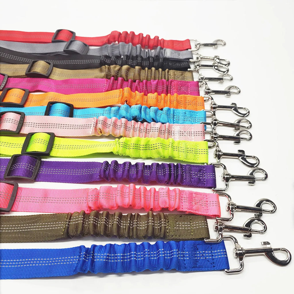 Cinturón de seguridad ajustable para perros, arnés para coche, nailon reflectante, amortiguación, elasticidad, accesorios de viaje para perros