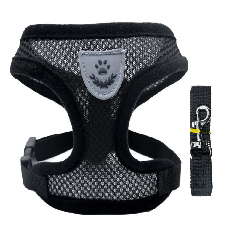 Chaleco para Perro Arnés para Caminar Correa para Cachorro Perro Gato Collar Poliéster Malla Ajustable para Perro Pequeño Mediano Accesorios para Mascotas