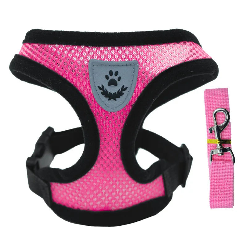 Chaleco para Perro Arnés para Caminar Correa para Cachorro Perro Gato Collar Poliéster Malla Ajustable para Perro Pequeño Mediano Accesorios para Mascotas