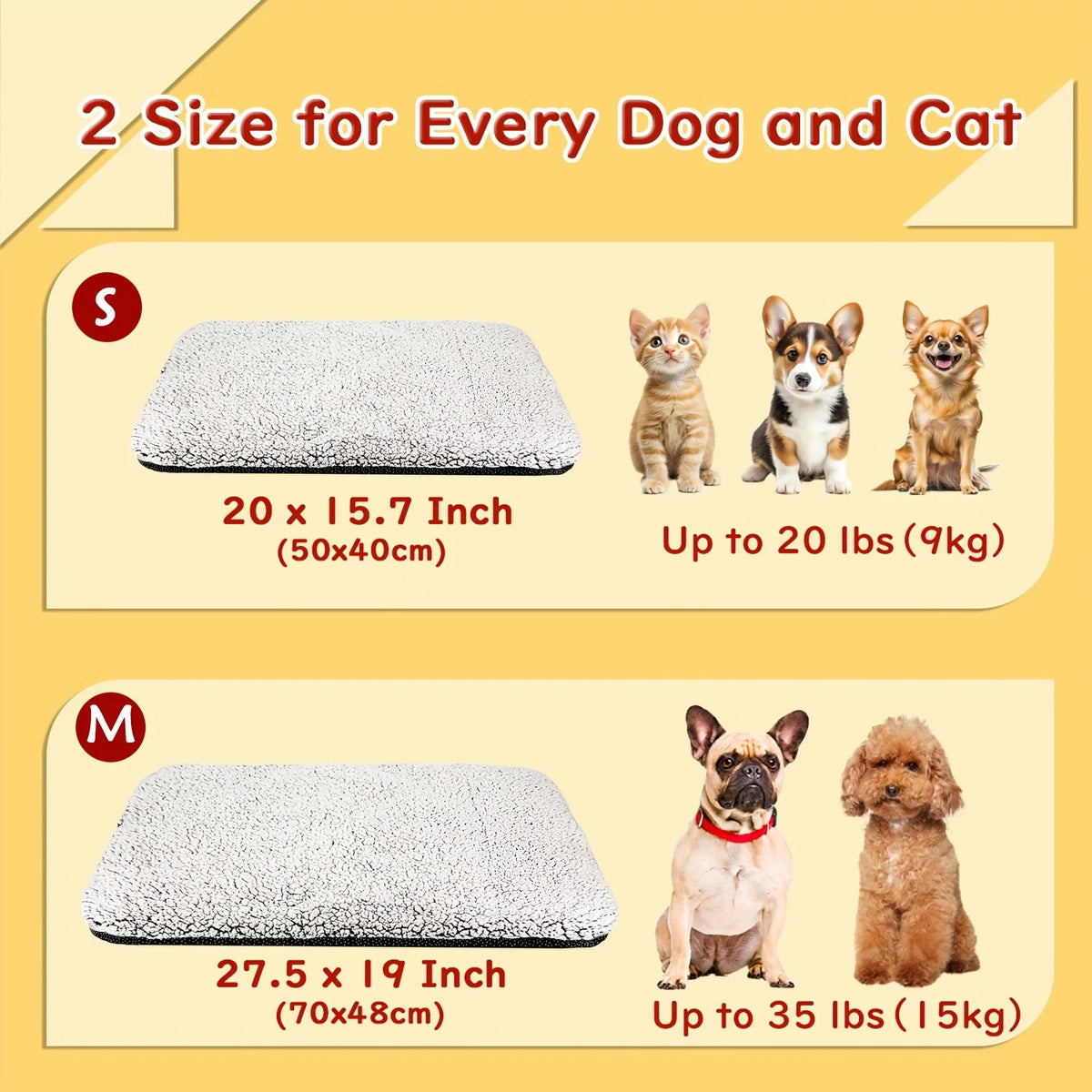 Manta de Almohadillas Autocalentables para Mascotas, Colchoneta Térmica Cálida Lavable para Cachorros y Perros, Cama Térmica para Gatos y Perros
