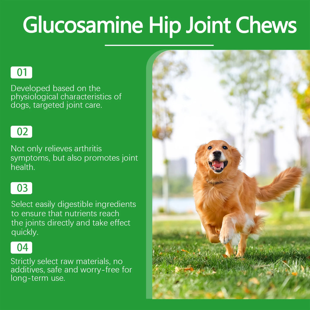 Comprimés pour les articulations du chien, favorisent la mobilité articulaire, stimulent la vitalité, maintiennent la santé du cartilage, soutien nutritionnel quotidien pour les chiens