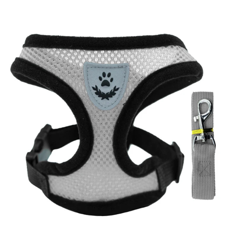 Chaleco para Perro Arnés para Caminar Correa para Cachorro Perro Gato Collar Poliéster Malla Ajustable para Perro Pequeño Mediano Accesorios para Mascotas