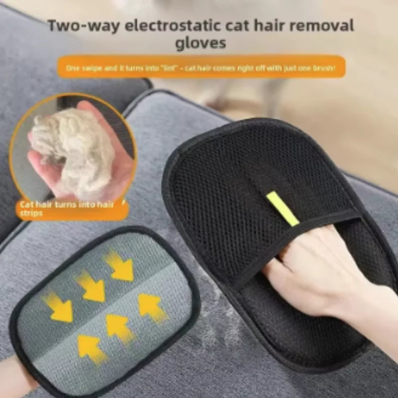 Gants réutilisables pour retirer les poils d'animaux, gants de toilettage double face pour canapé, tapis, maison, outil de ramassage des poils d'animaux, accessoires pour animaux de compagnie