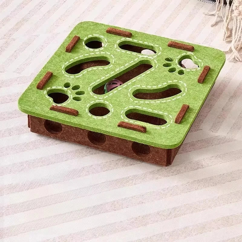 Jouet casse-tête pour chat en feutre, boîte puzzle, jouet d'exercice pour chat avec balle, divertissement sportif d'intérieur, jouets de chasse pour chats d'intérieur