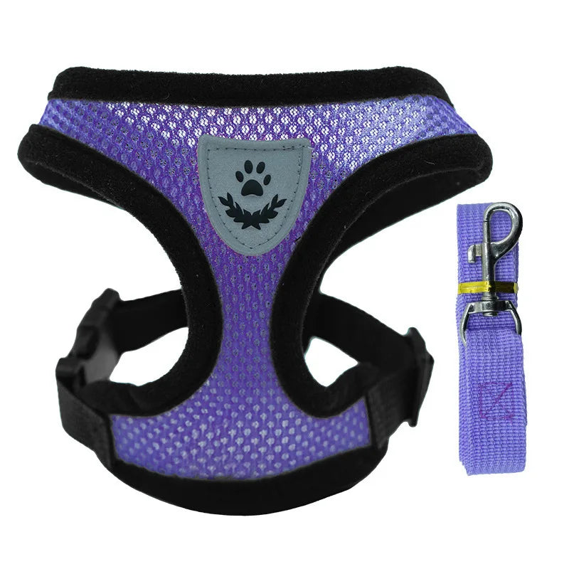 Chaleco para Perro Arnés para Caminar Correa para Cachorro Perro Gato Collar Poliéster Malla Ajustable para Perro Pequeño Mediano Accesorios para Mascotas