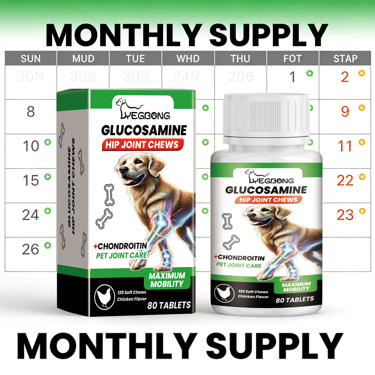 Comprimés pour les articulations Pet Joint Chew : Nourrissent, apaisent l'inconfort articulaire, améliorent la vitalité, soutiennent le tissu cartilagineux, soin des articulations, complément nutritionnel