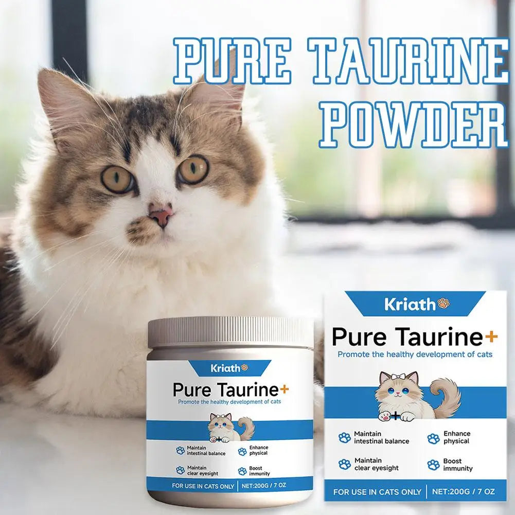 Poudre de taurine nouvelle pour chats, soutien cardiaque et visuel, bien-être quotidien, douce pour les estomacs sensibles, complément nutritif pour l'alimentation des chats