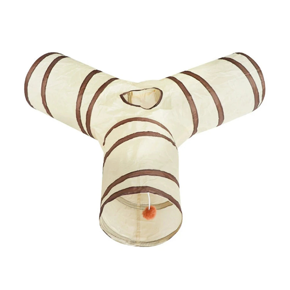 1PC Cat Tunnel, Collapsible Tube with 1 Play Ball Toys, 3 Ways Tunnels for Indoor Cats