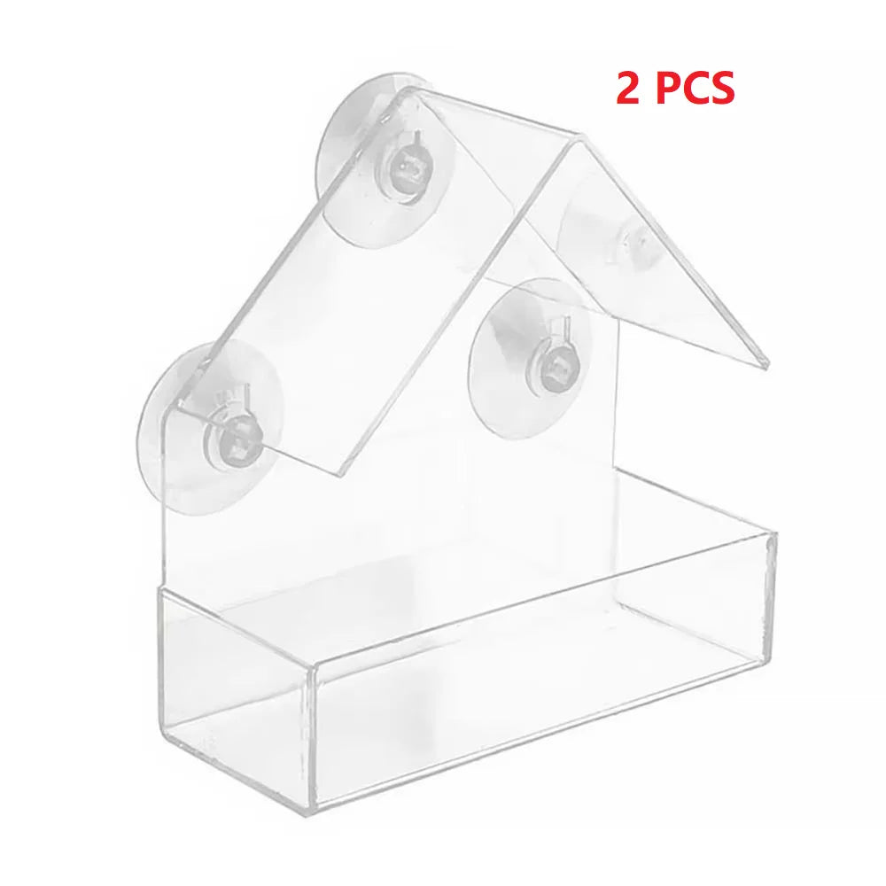 1PC Bird feeder with transparent window and external bird feeder with suction cup suitable for outdoor garden use
