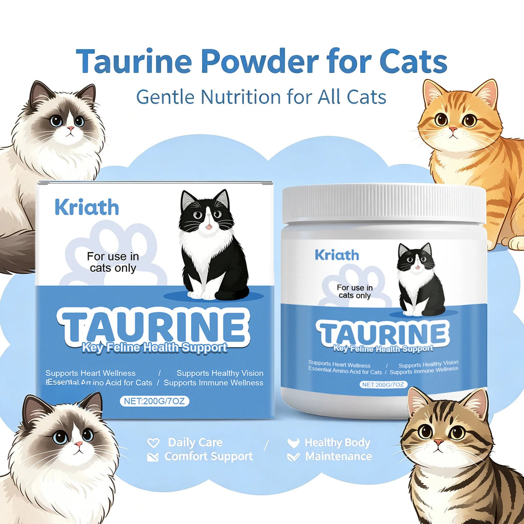 Cat Taurine Powder Supplement Support Cat Heart Wellness Healthy Healthy Eyesight Pet Body Daily Care Nutrition Powder