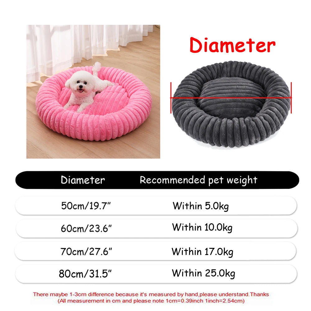 40-90cm 6 Tailles Lit Rond pour Animaux de Compagnie Grand Lit pour Chien Lit Super Doux pour Chat Niche en Peluche pour Chien Moyen Hiver Chaud Couchage