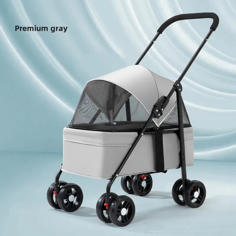 3 in 1 Dog Strollers 4 Wheels Folding Pet Stroller with Detachable Carrier  Breathable Visible Mesh Travel Carriers
