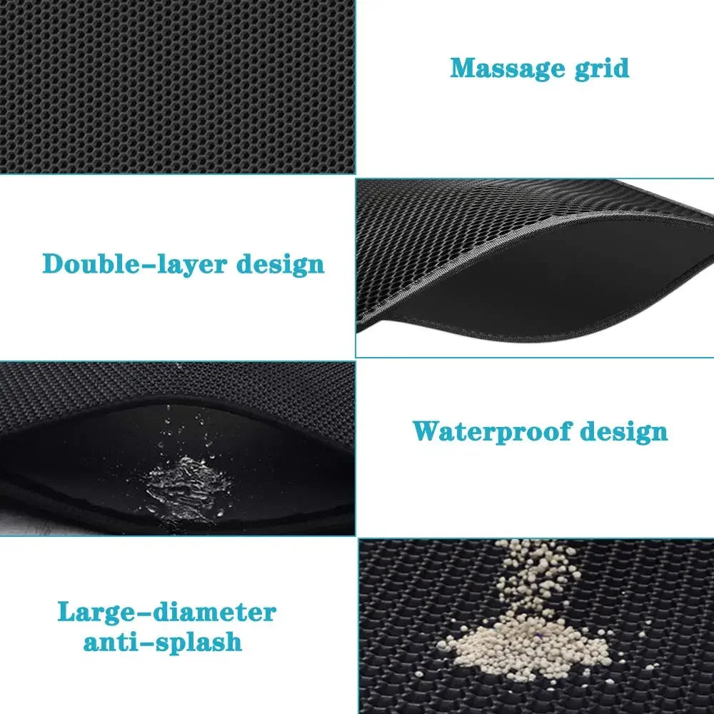 Alfombra para arena de gatos con regalo, doble capa, impermeable, para caja de arena de mascotas, antideslizante, para arena de gatos, lavable, para cama, productos de limpieza