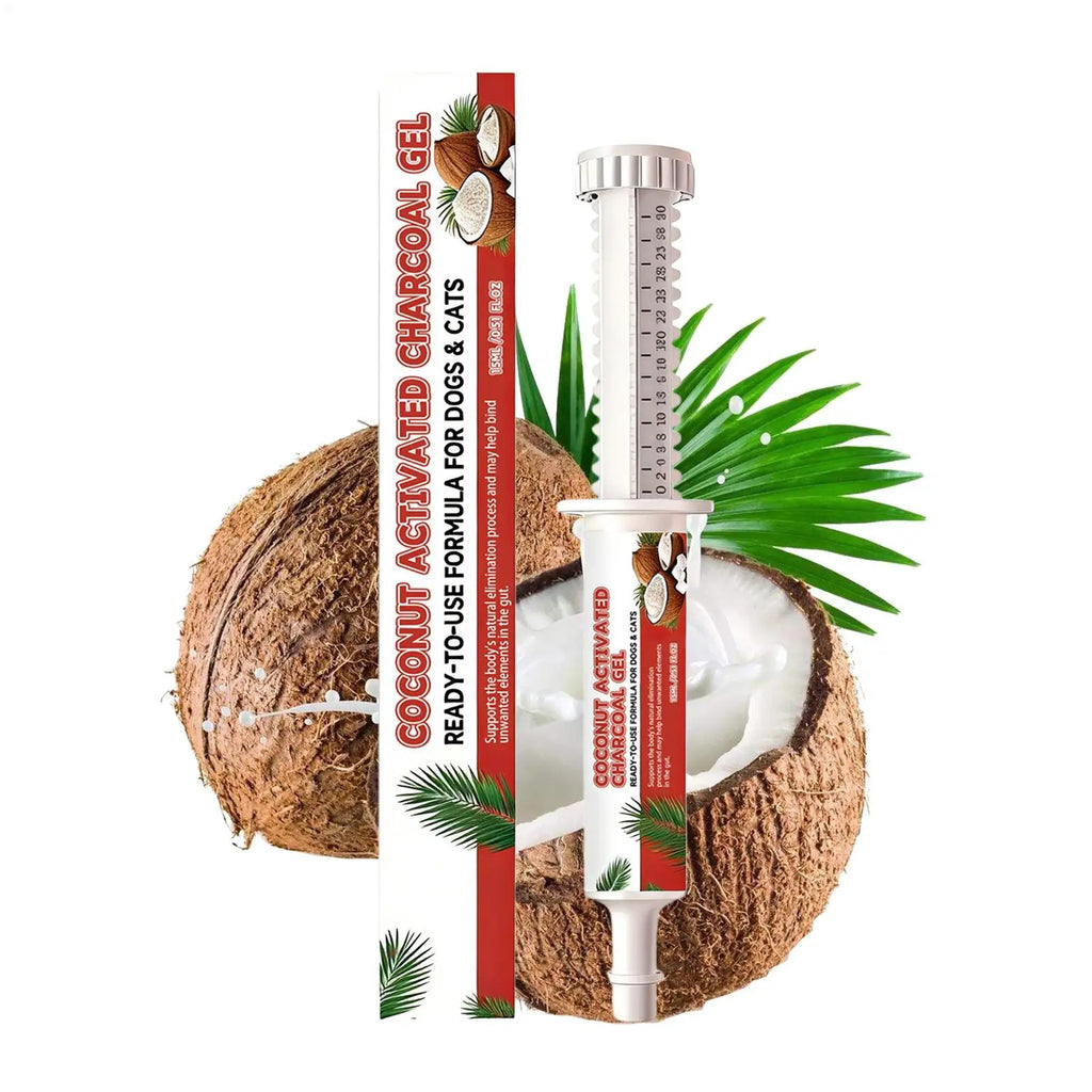 Gel de soin pour animaux à la coquille de noix de coco pour chien et chat : soutien intestinal, supplément pour la santé digestive, soulagement, équilibre digestif, soin de la flore intestinale