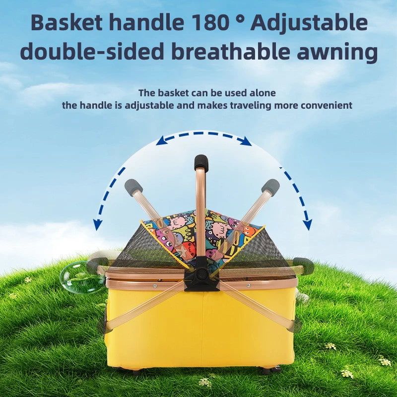 3 in 1 Pet Stroller 4 Wheel Small Medium Portable Foldable Carrier Dog Strolling Storage Basket 36lb max  dog car seat