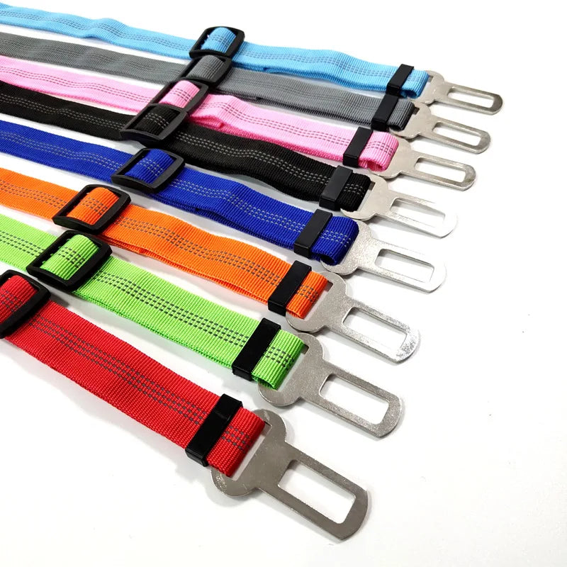 Cinturón de seguridad ajustable para perros, arnés para coche, nailon reflectante, amortiguación, elasticidad, accesorios de viaje para perros