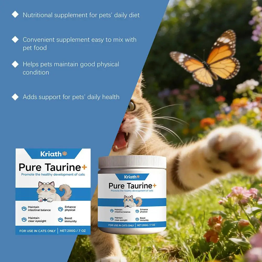 Poudre de Taurine pour Chats Formule Douce Soutient le Cœur, la Vue et la Santé Générale Complément de Soin Quotidien Pour le Confort et le Bien-Être