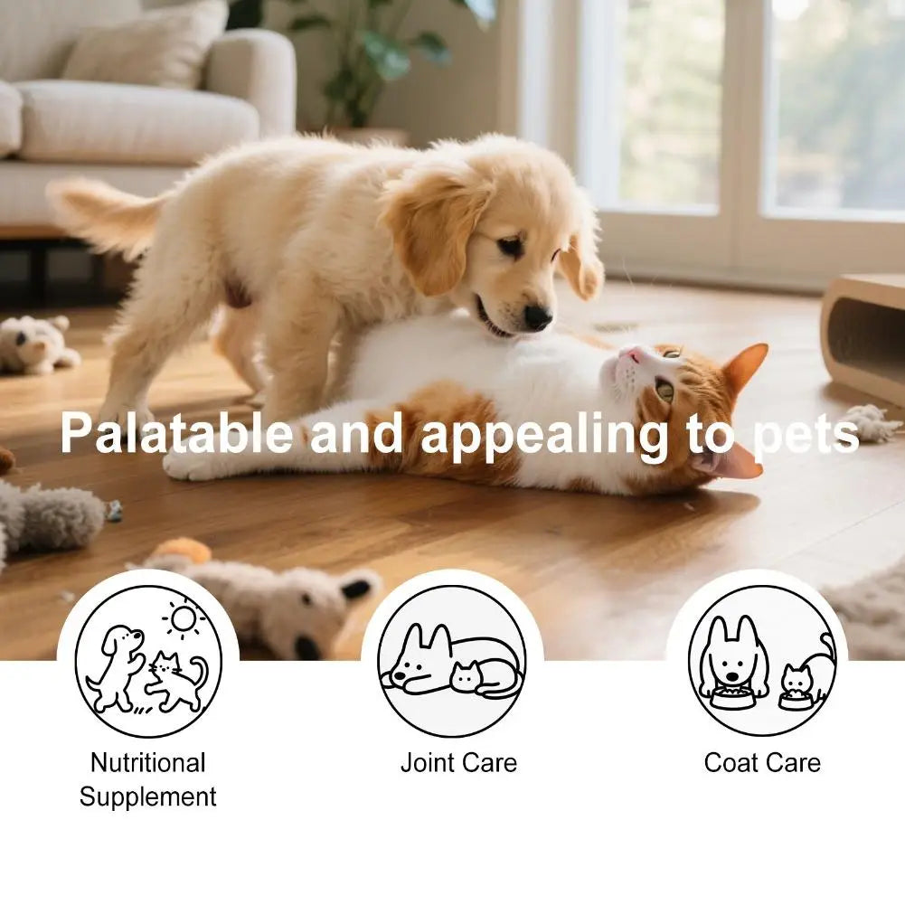 Pet Collagen Gouttes 60ml Complément Peau et Pelage pour Chiens Chats Liquide Hydratant Complément Nutrition Quotidienne Accessoires pour Chiens