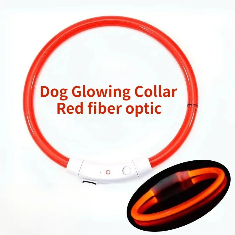 Collier lumineux rechargeable pour chien en fibre optique, accessoire pour animaux de compagnie brillant la nuit, collier de sécurité détachable pour une visibilité nocturne accrue