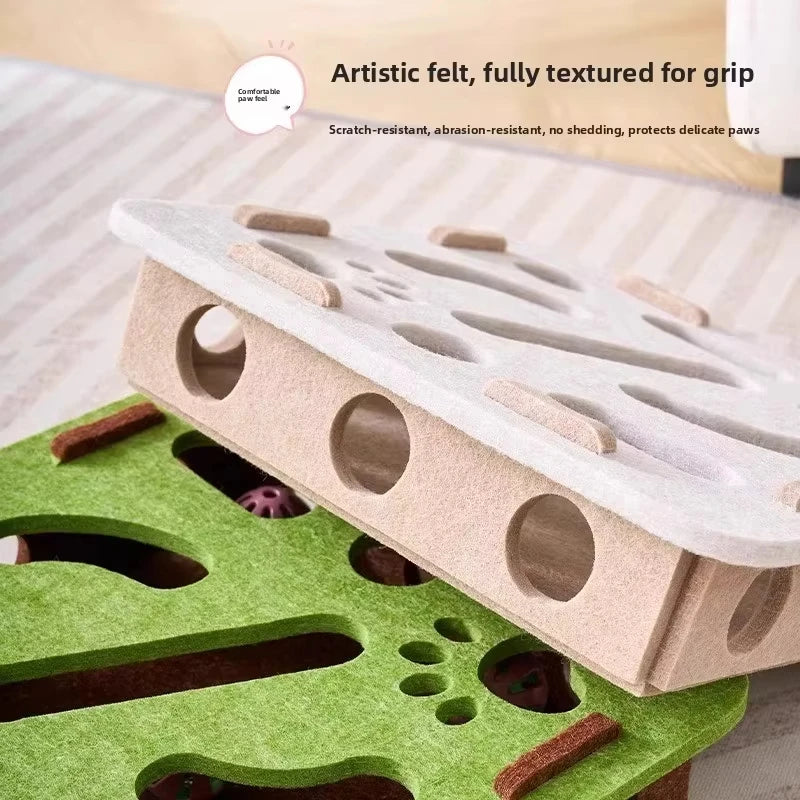 Jouet casse-tête pour chat en feutre, boîte puzzle, jouet d'exercice pour chat avec balle, divertissement sportif d'intérieur, jouets de chasse pour chats d'intérieur