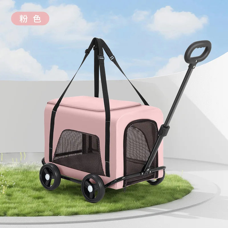 2-in-1 Small Pet Stroller + Pet Backpack for Dogs and Cats Small Pet Stroller for Going Out Lightweight and Foldable pet carrier