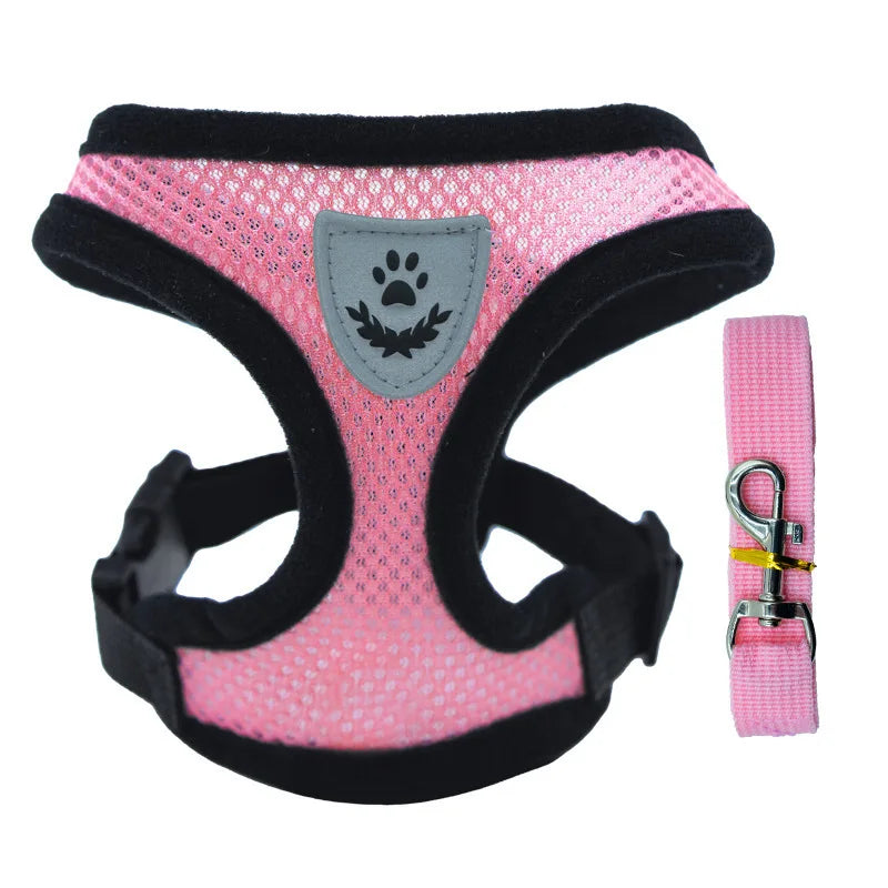 Chaleco para Perro Arnés para Caminar Correa para Cachorro Perro Gato Collar Poliéster Malla Ajustable para Perro Pequeño Mediano Accesorios para Mascotas