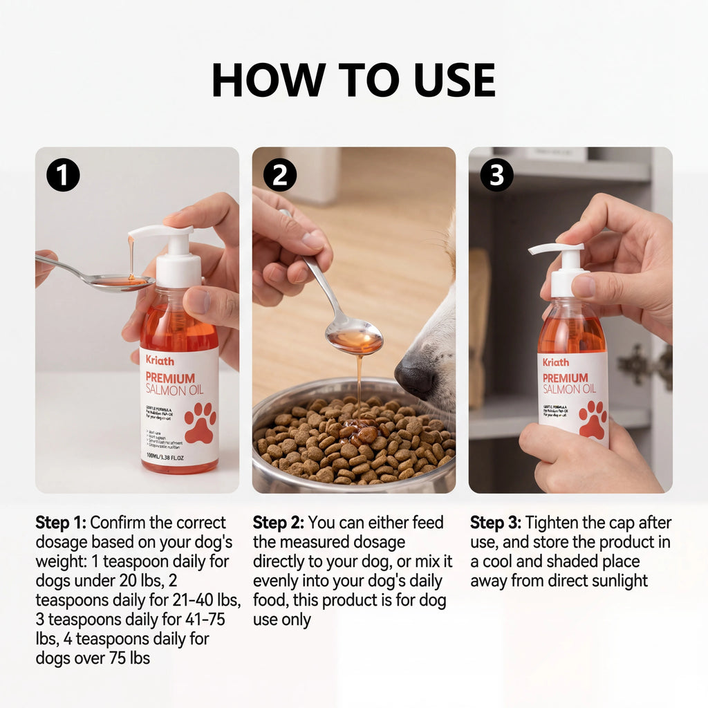 Huile de Saumon Naturelle pour Animaux de Compagnie, Complément Alimentaire Liquide pour Chien, Vitamine E, Pelage Brillant et Santé Cardiaque, Formule Douce, Flacon Pompe