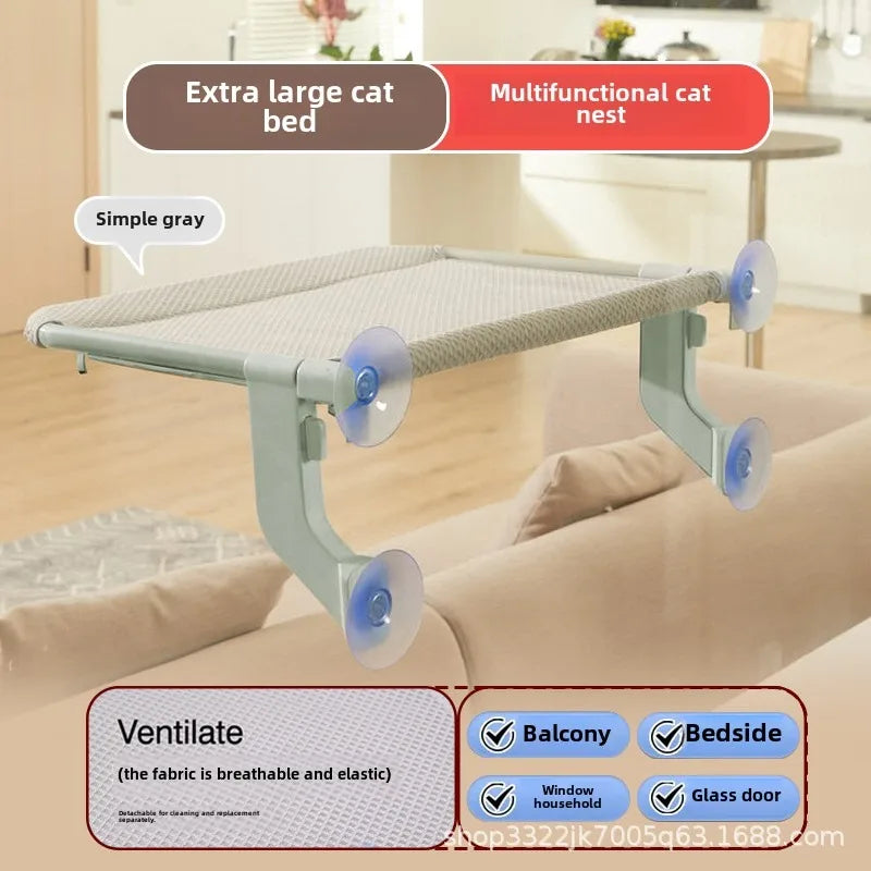 2-in-1 Cat Window Hammock with 4 Suction Cups and Removable Fabrics Cover for Large Cats Cat Perch for Windowsill Bedside Drawer