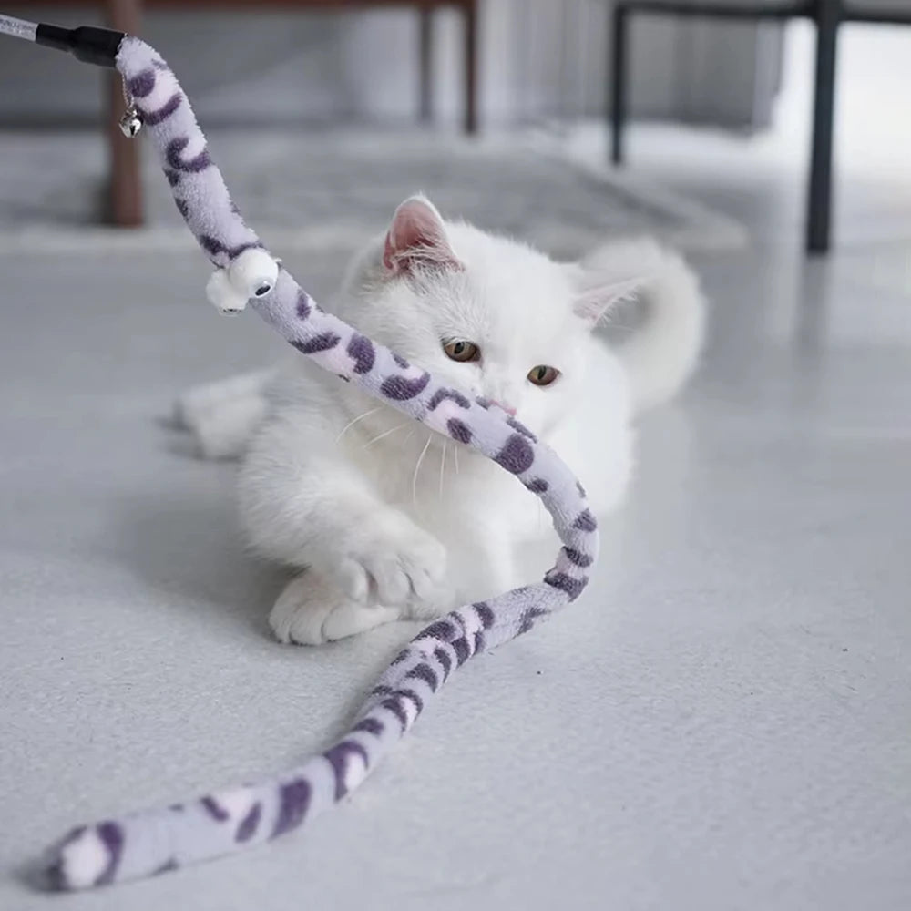 1PC Soft cartoon caterpillar, cat teasing stick, cat interactive toy, pet cat supplies, cat teasing accessories