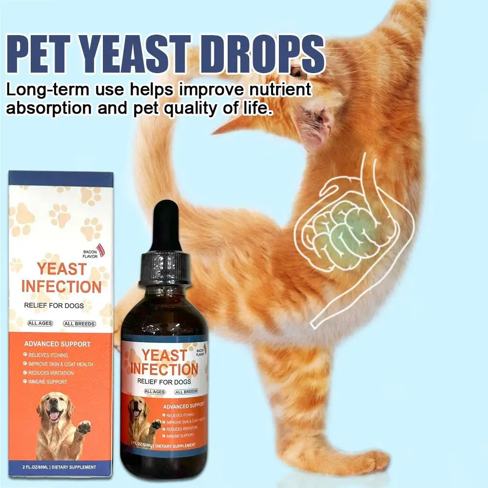 60ml Pet Yeast Drops Gentle Care Supplement To Maintain Healthy Coat and Skin Regulate Digestive System Pet Care Drops