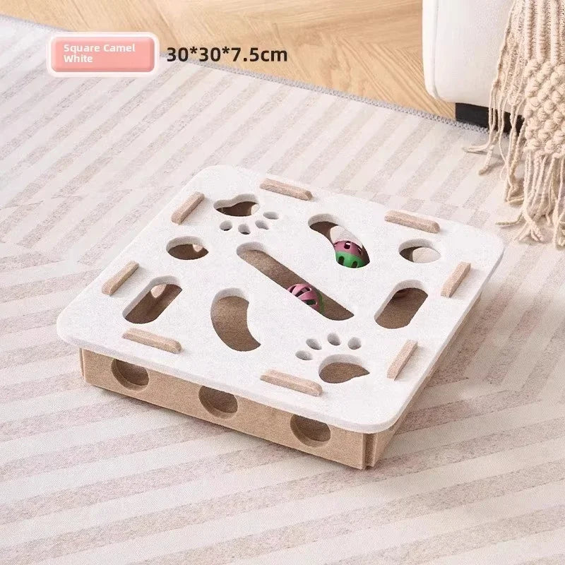 Jouet casse-tête pour chat en feutre, boîte puzzle, jouet d'exercice pour chat avec balle, divertissement sportif d'intérieur, jouets de chasse pour chats d'intérieur