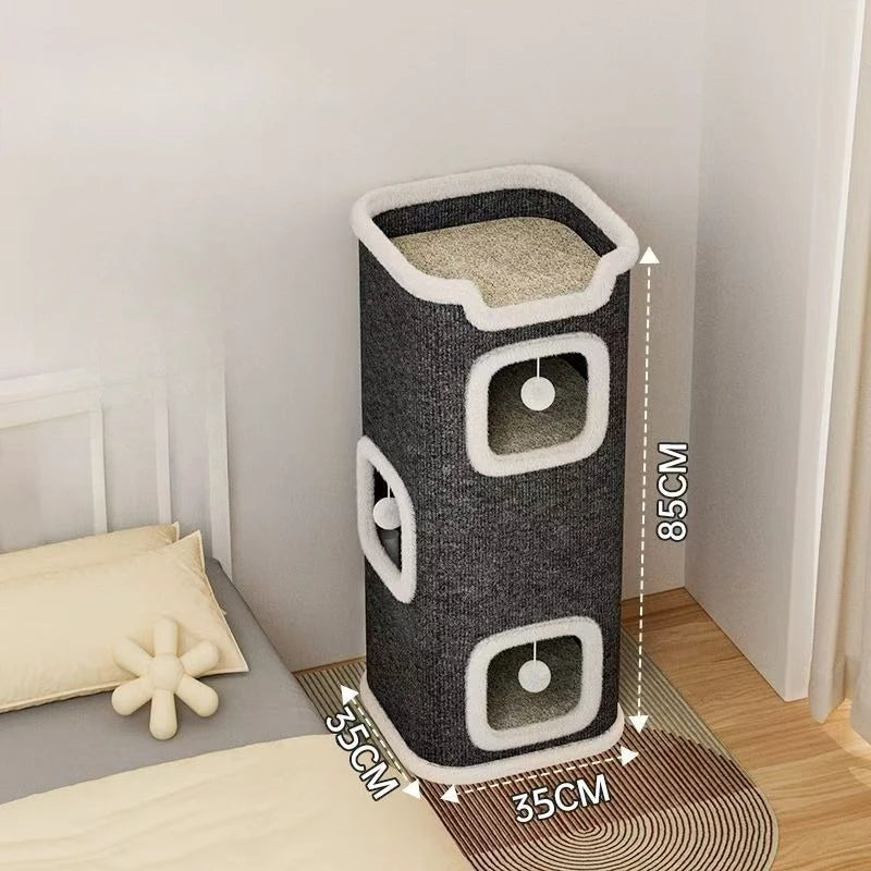1-3 Level Cat House for Indoor Cats Hideaway Cave Cushions Cat Tower Condo for Multi Small Pet and Large Cats Indoordog House