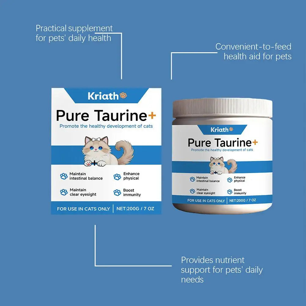 Poudre de Taurine pour Chats Formule Douce Soutient le Cœur, la Vue et la Santé Générale Complément de Soin Quotidien Pour le Confort et le Bien-Être