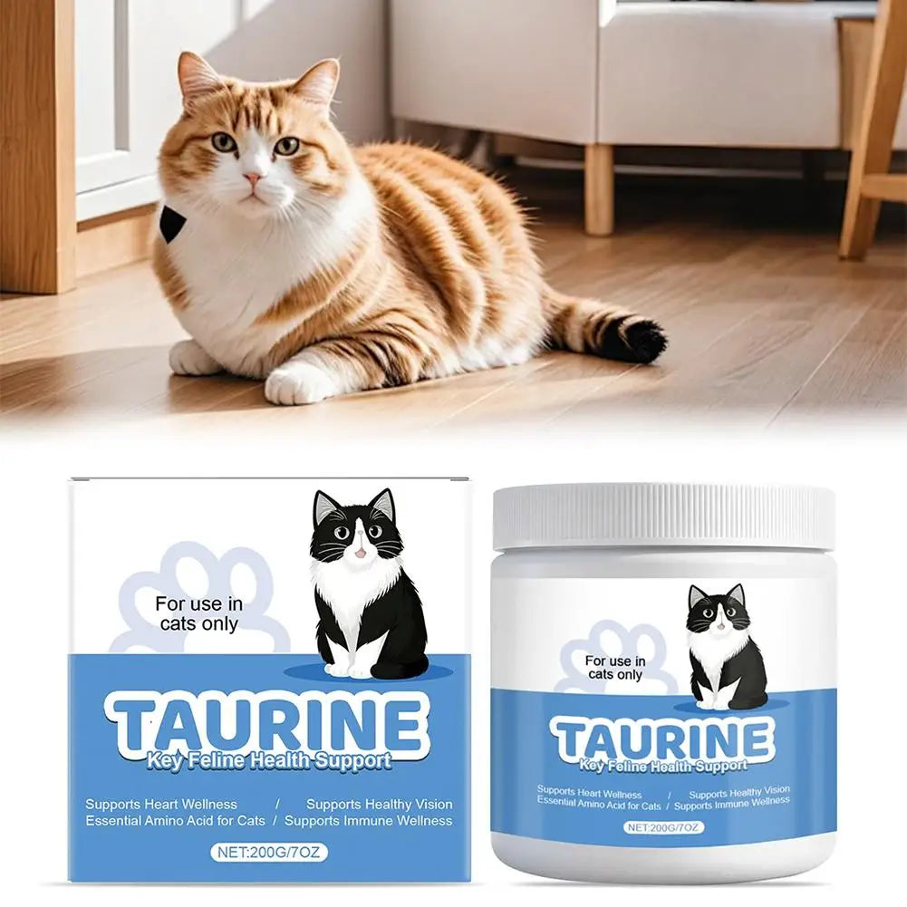 Poudre de Soin Corporel pour Chat 200g Taurine Pure à 99,9% VE Zinc Soutient la Digestion et Renforce l'Immunité pour les Animaux de Compagnie à l'Intestin Sensible