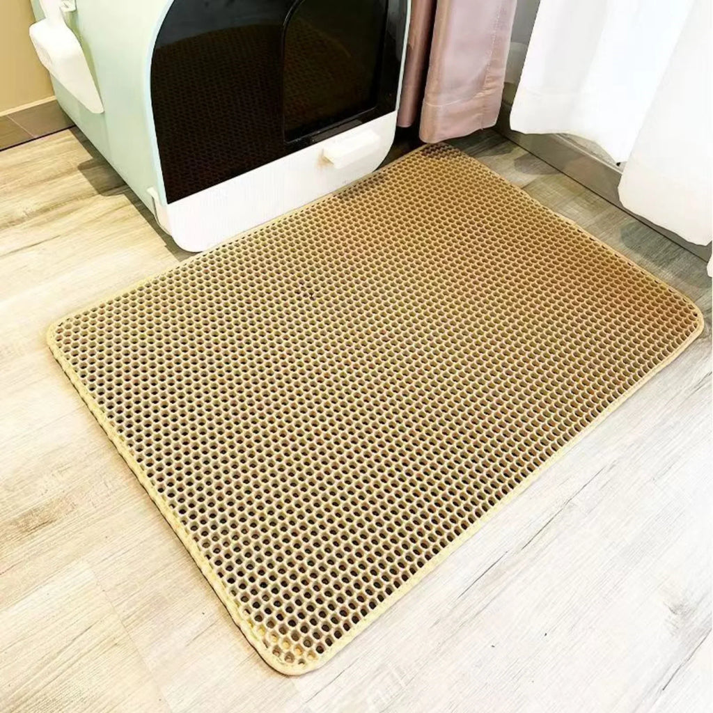 Tapis de litière pour chat extra large, résistant, imperméable, double couche, antidérapant, lavable, protection de sol pour animaux, retient les grains de litière