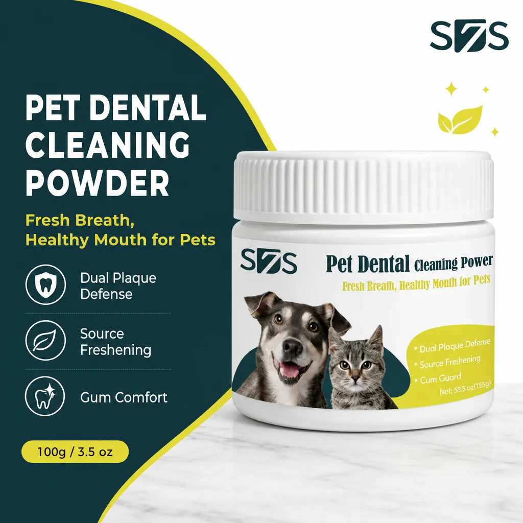 Poudre dentaire naturelle pour animaux de compagnie - Nettoie les dents des chiens, élimine la plaque dentaire, traite la mauvaise haleine des chats, élimine le tartre, complément alimentaire pour l'hygiène bucco-dentaire