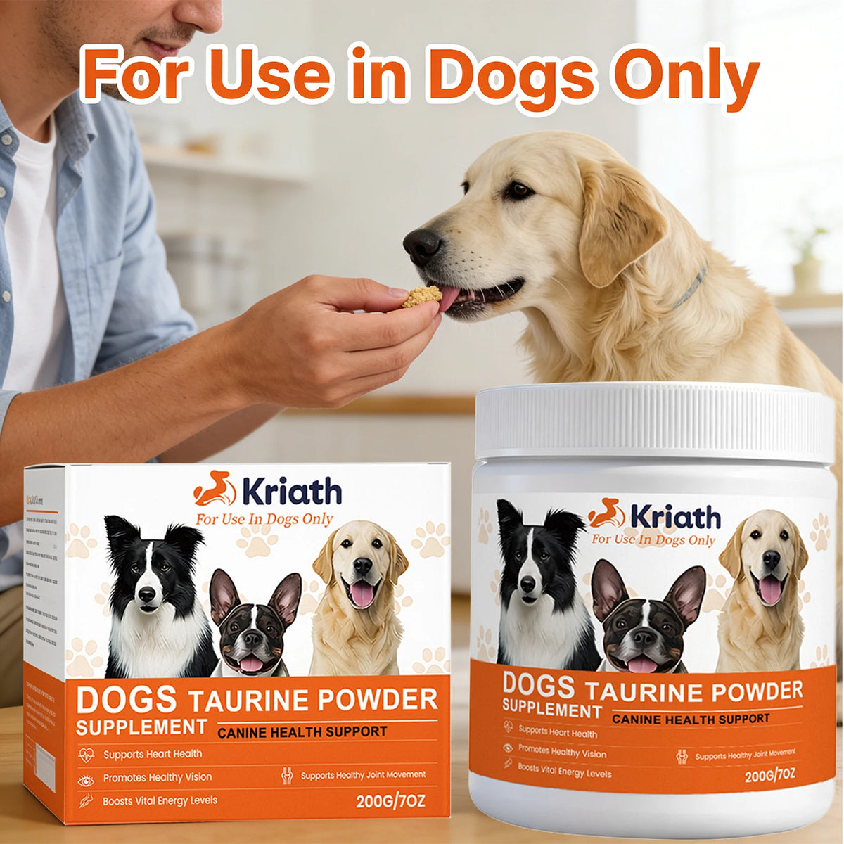 Poudre de Taurine pour Chiens Soutient la Santé Cardiaque Augmente les Niveaux d'Énergie Vitale Maintient la Mobilité Articulaire Saine Compléments Nutritionnels Quotidien