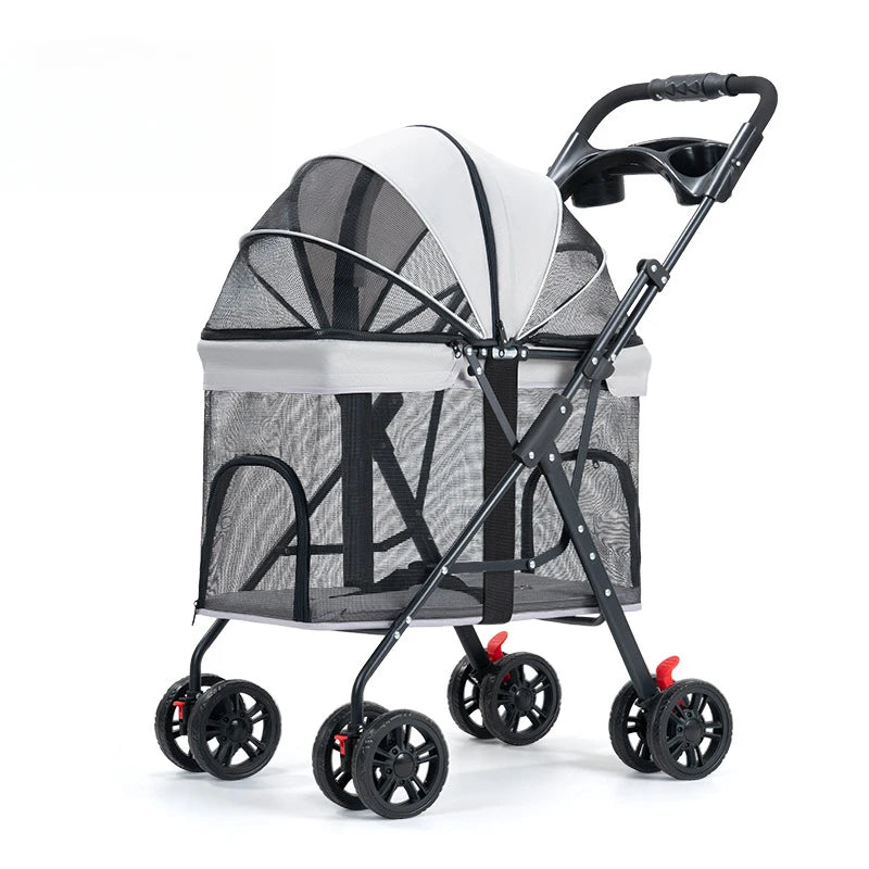 Breathable Pet Dog Cat Stroller Lightweight Folding  Portable Features Ventilated Design for Medium Dogs and Cats  Dog Carrier