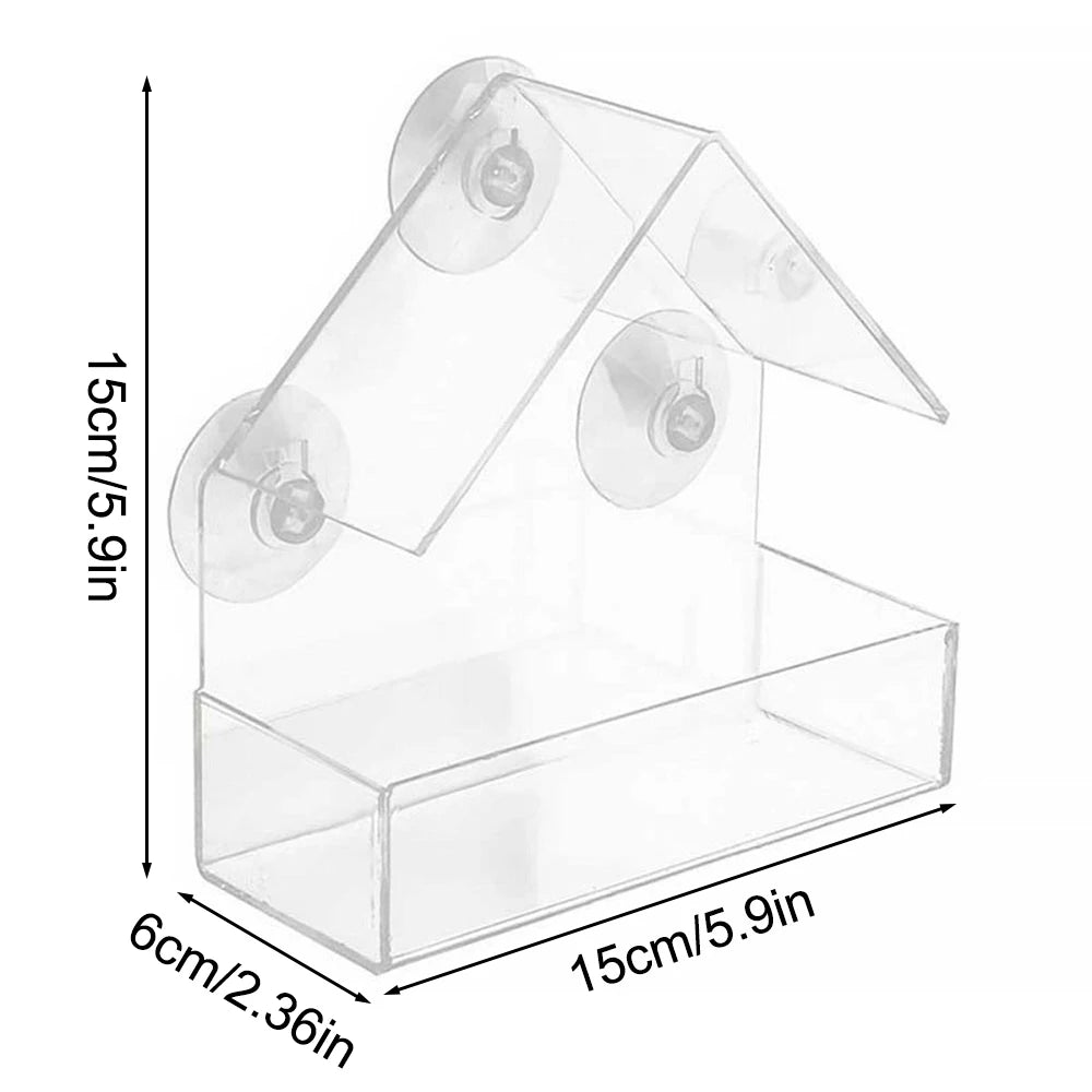 1PC Bird feeder with transparent window and external bird feeder with suction cup suitable for outdoor garden use