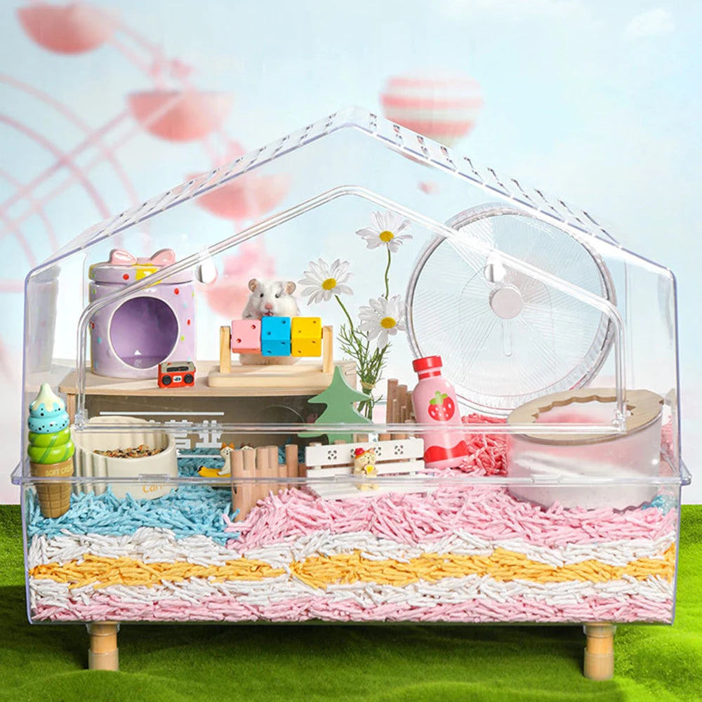 1PC Hamster Chew Toy Wood Platform Grinding Teeth Toys Exercise Intelligence Training Colorful Wooden Block for Small Animals