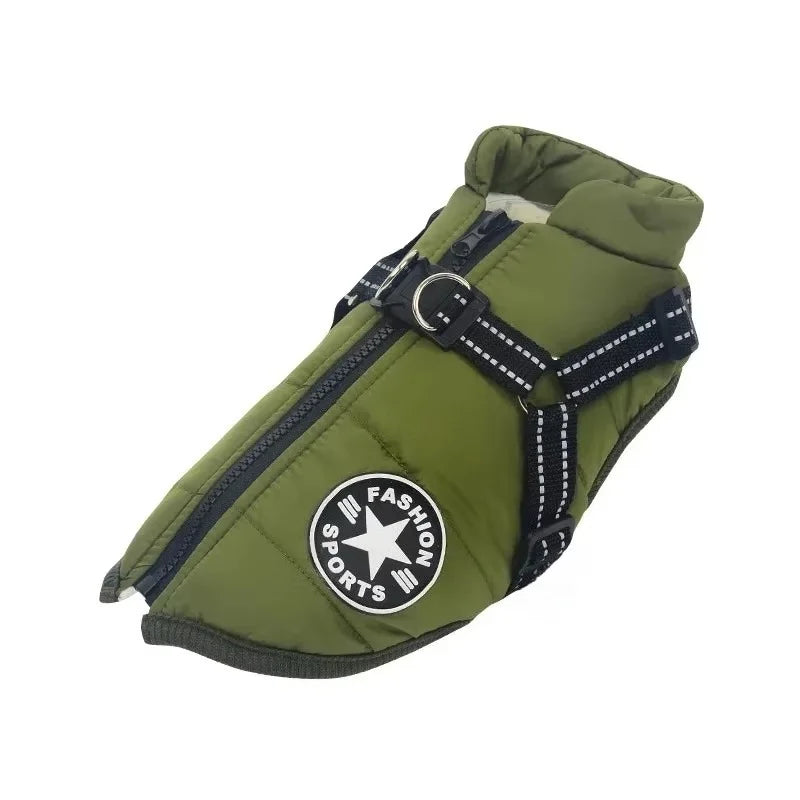 Veste pour Grand Chien avec Harnais, Vêtements d'Hiver Chauds pour Chien Labrador Imperméable, Manteau pour Grand Chien Chihuahua Bouledogue Français