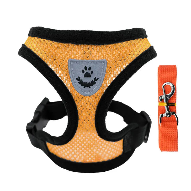 Chaleco para Perro Arnés para Caminar Correa para Cachorro Perro Gato Collar Poliéster Malla Ajustable para Perro Pequeño Mediano Accesorios para Mascotas
