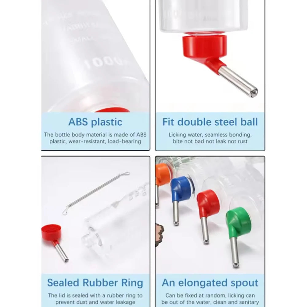 1000ml Random Color Small Animals Drinker Auto Drinking Hangable Water Bottle for Rabbit Guinea Pig Parrot Rabbit Feeder